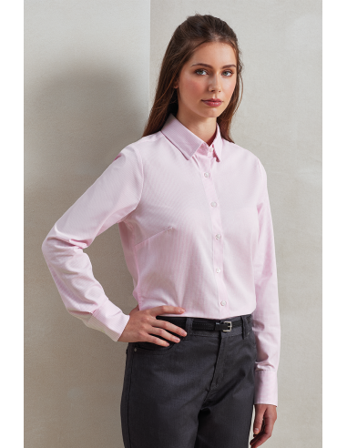 P-PR338-Womens Cotton Rich Oxford Stripes Shirt